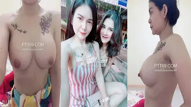 คลิปหลุดทางบ้านสาวสองทำนมมาใหม่ ตั้งกล้องถ่ายโชว์เงี่ยนหีอยากโดนเย็ด นมใหญ่หัวนมตั้งน่าดูด