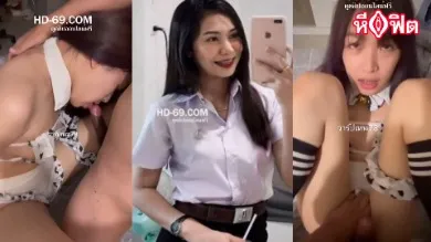 สาวมหาลัยยั่วเยด คลิปหลุดหี ถอดชุดนักศึกษาใส่ชุดเยดลายวัว หุ่นอวบๆนิดๆแม่วัวใหญ่อยากกินน้ำควย โดนจับแหกขาเยดหีเสียวนมตั้งเต้า